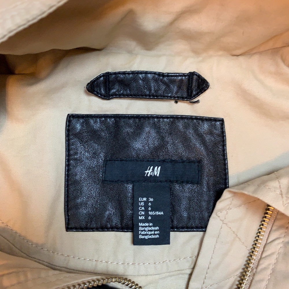 H&M Tan Full Zip Trench Jacket - Picture 6 of 7